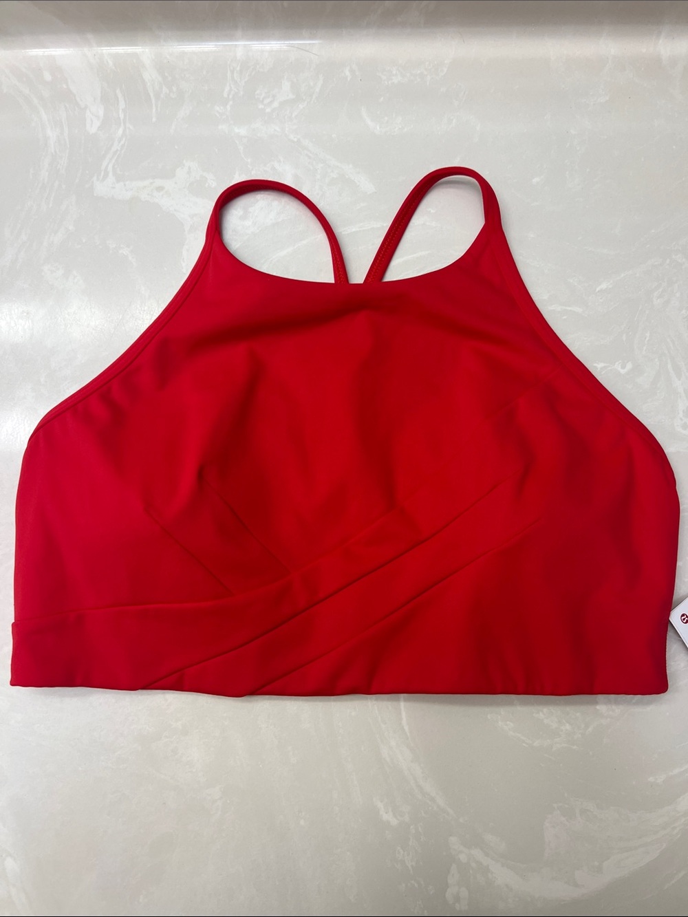 lululemon athletica Flow Y Wrap-Front High-Neck Bra, True Red B/C cup Sz 12, NWT - Picture 5 of 12